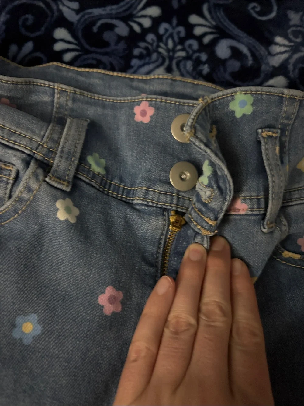 Girls' Floral Denim Jeans and Gray Leggings Set No Boundaries